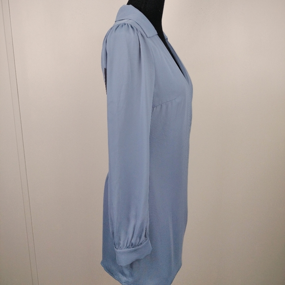 NWT My-Kim Collection The Blake Longsleeve Wrap Dress in Dusty Blue Sz. S - Picture 5 of 13